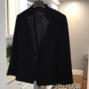 Rag & Bone Black Blazer with Leather detail
